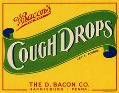 Bacon's Cough Drops Label, Harrisburg, Pa.