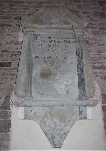 Memorial to Elizabeth and Arnold Philpot, Wormbridge Church, Herefordshire