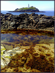 Godrevy and rock pool.