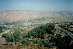 View from the edge of Umm Qais archaeological site over the Golan Mounts.
