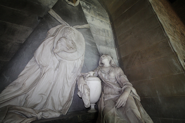 Memorial to George Lynn (c1758) by Louis-Francois Roubiliac, St Mary's Church, Southwick, Northamptonshire