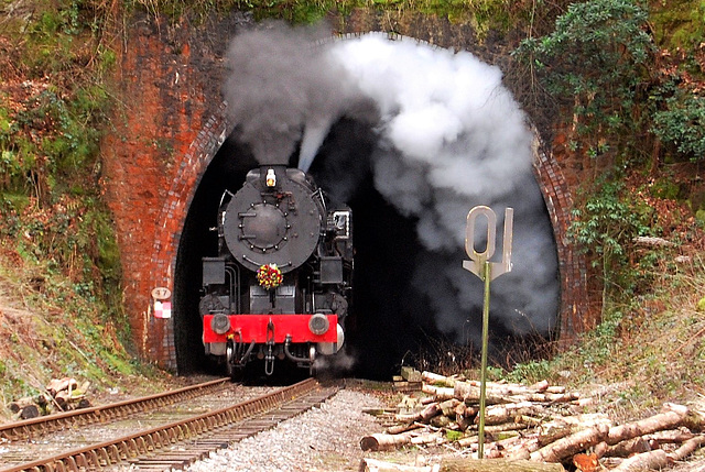 S160 # 6046 emerges from the tunnel.