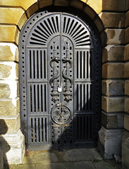 brompton cemetery , london,1840s cast iron gates leading to the catacombs