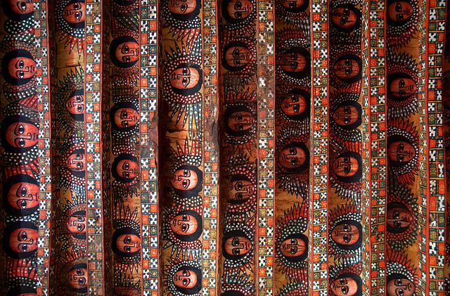 The ceiling of Debre Berhan Selassie Church, Gondar