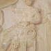 Detail of a Votive Relief from Athens with Apollo, Artemis, and Leto in the National Archaeological Museum in Athens, May 2014