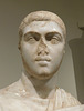 Detail of a Marble Portrait Bust of Alexander Severus in the Metropolitan Museum of Art, September 2018