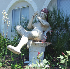 Sculpture of a Female Nude on a Pedestal at Casa Basso, July 2011