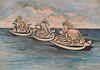 Detail of the Seascape with 3 Boats by Sadequain in the Metropolitan Museum of Art, August 2019