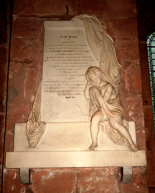 Memorial to Mary Ann Congreve, by Gibson of Liverpool, Saint Nicholas Church, Burton, Wirral, Cheshire