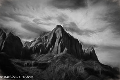 Zion NP Canyon View - Topaz Charcoal and Pastel Smudged IV