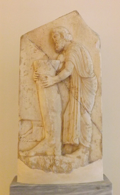 Votive Relief from the Enneakrounos Fountain in the National Archaeological Museum of Athens, June 2014