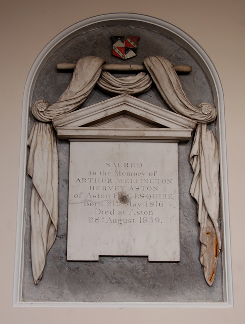 Monument to Arthur Wellington Hervey Aston, Aston Church, Cheshire