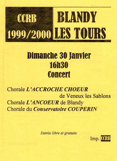Concert à léglise de Blandy-les-Tours le 30 janvier 2000