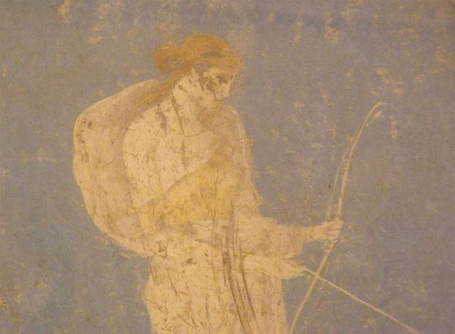 Detail of the Painting of Diana from Stabiae in the Naples Archaeological Museum, June 2013