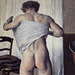 Detail of Man at his Bath by Caillebotte in the Boston Museum of Fine Arts, January 2018