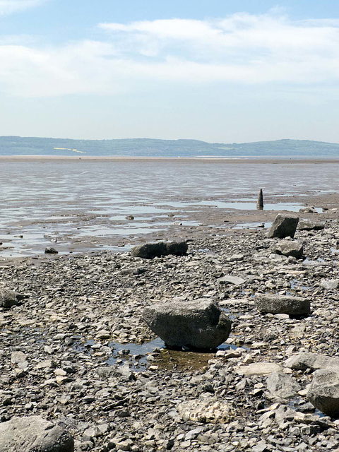 View across the Dee Estuary with Wales in the background.