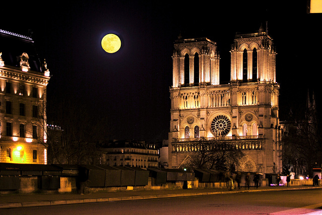 Supermoon over Notre Dame, 1 February 2018