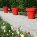 Red Flower Pots In Quebec