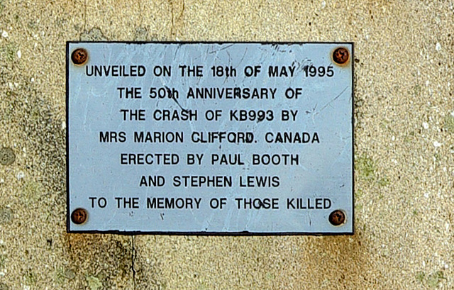 Memorial to RCAF Lancaster crew - the dedication