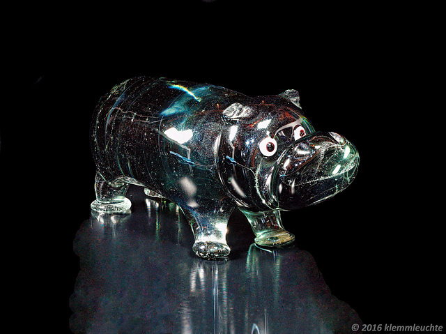 Fette Hippo Glas-Wurst, Glaskunst, massiv vom Glasbläser, 2016