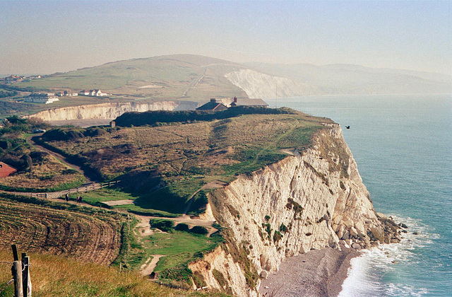 Looking eastward over Fort Redoubt from the Tennyson Trail (scan from 1995)