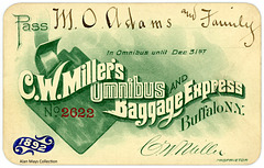 C. W. Miller's Omnibus and Baggage Express Pass, Buffalo, N.Y., 1892