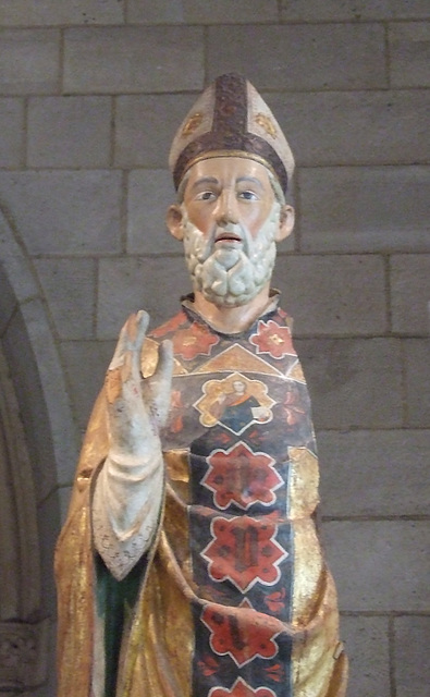 Detail of a Blessing Bishop (St. Nicholas of Bari) in the Cloisters, June 2011