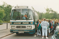 D J Coaches MJF 802P at Mildenhall Upper School - 2 Jul 1988