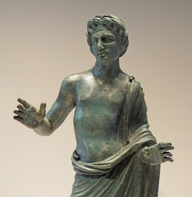 Detail of a Statuette with an Inscribed Dedication to the Etruscan God Lur in the Getty Villa, June 2016
