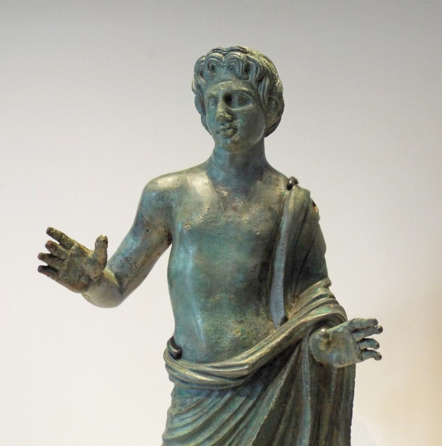 Detail of a Statuette with an Inscribed Dedication to the Etruscan God Lur in the Getty Villa, June 2016