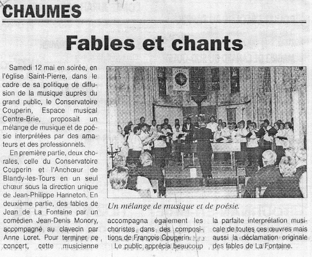 Concert à Chaumes-en-Brie le 12 mai 2003