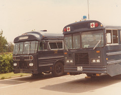 USAF hospital buses 67B 1950 and 79B 5929 at RAF Lakenheath - 4 Jul 1982 2