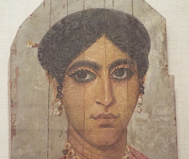 Detail of the Faiyum Portrait of a Woman in the Virginia Museum of Fine Arts, June 2018