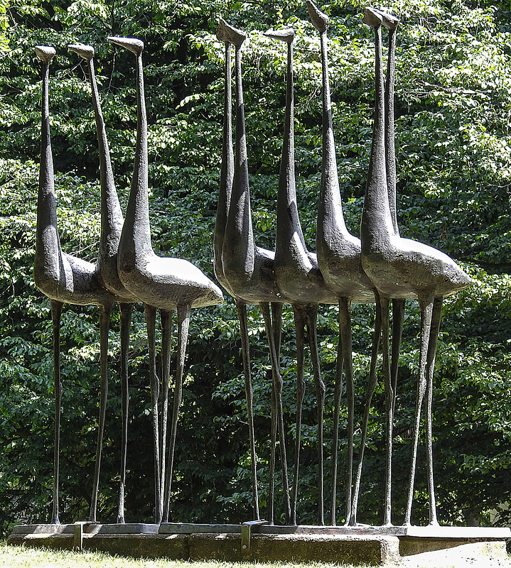 20170615 1950CPw [D~MS] Flamingos, Skulptur, Zoo Münster