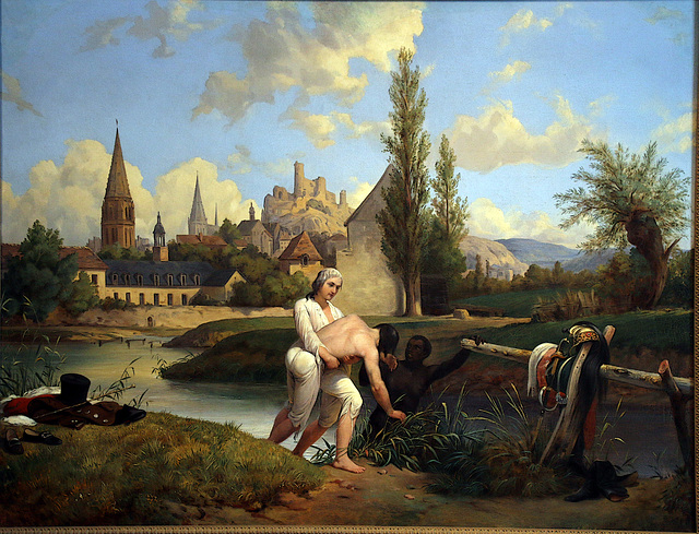 Le duc de Chartres sauve de la noyade l'ingénieur Siret - Peintre , Hippolyte Lecomte - Musée de Vendôme