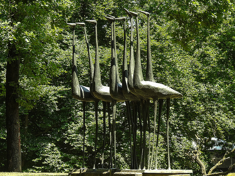 20170615 1953CPw [D~MS] Flamingos, Skulptur, Zoo Münster