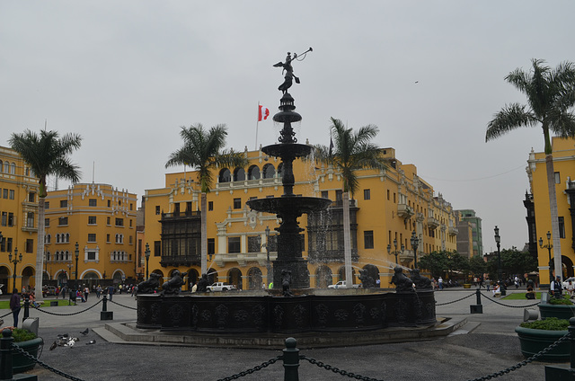 Lima, Bronze Fountain at the Main Square (1651)