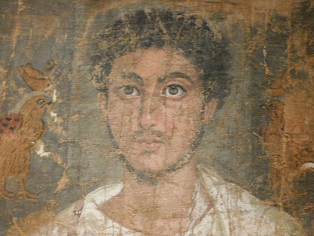 Detail of a Fragmentary Shroud with a Bearded Young Man in the Metropolitan Museum of Art, September 2018