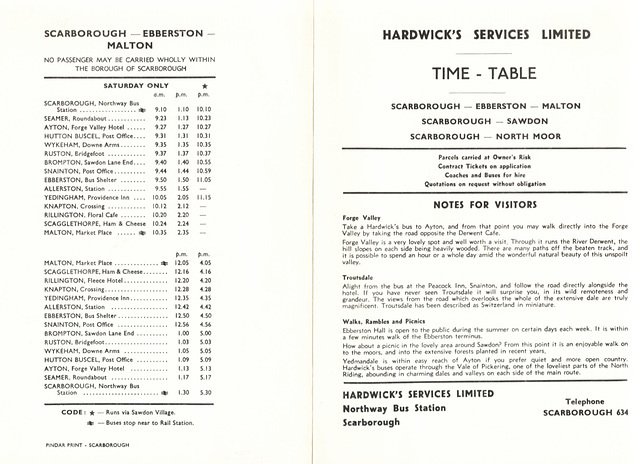 Hardwick's timetable circa 1967 page 1