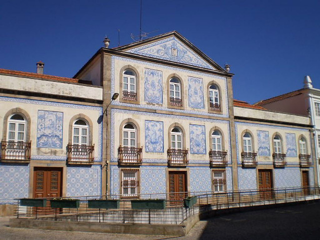 Old façade with tiles.