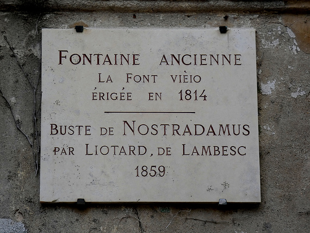 Saint Remy de Provence- Nostradamus Fountain Sign