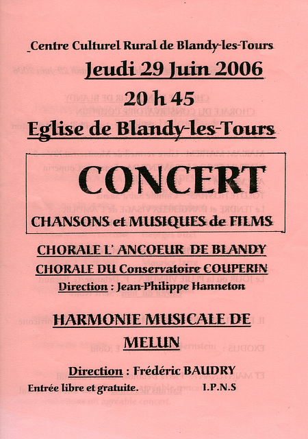 Concert à Blandy-les-Tours le 29 juin 2006