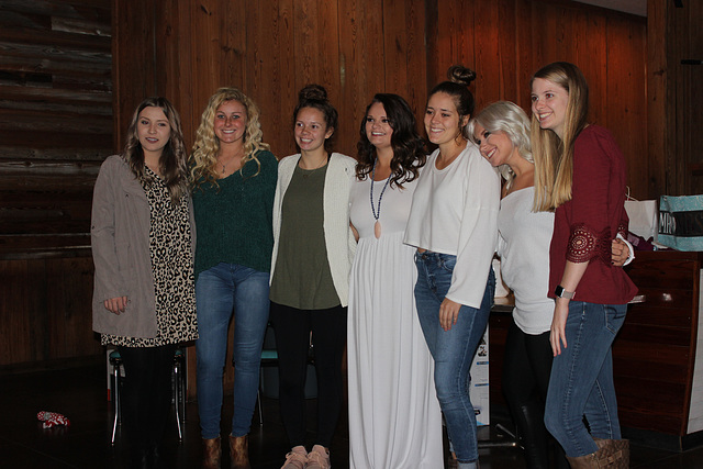 A Happy Bride-to-be and her attendants !!  Our sweet G daughter, in white  dress , will marry this weekend, Saturday !!