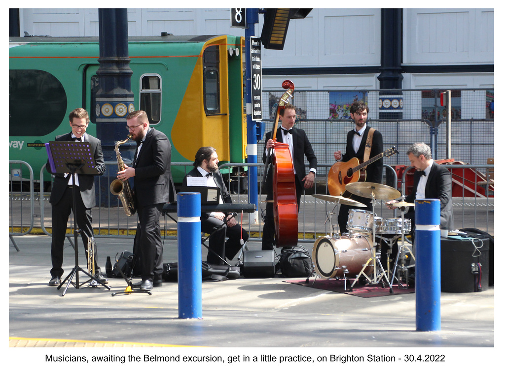 Musicians practice while awaiting the Belmond excursion Brighton 30 4 2022