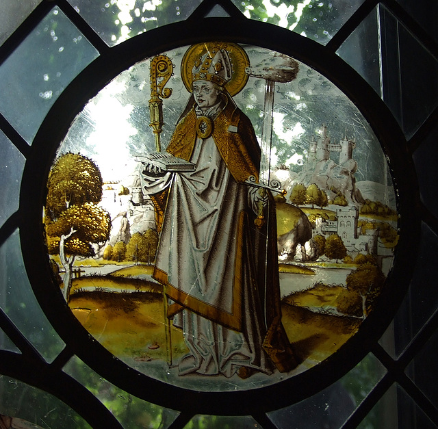 St. Lambrecht of Maatschrift Stained Glass Roundel in the Cloisters, October 2010