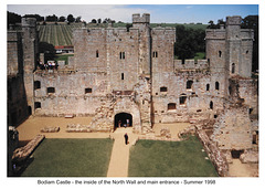 Bodiam Castle - the inside of the North Wall and main entrance - Summer 1998