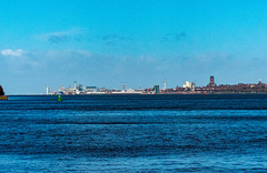 The river Mersey and liverpool from Eastham