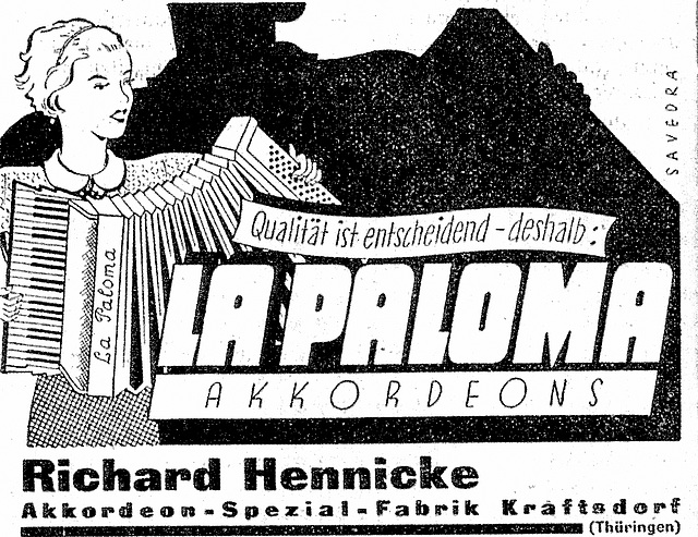La Paloma - akordiono (kvalito decidas, tial La Paloma-akordionoj