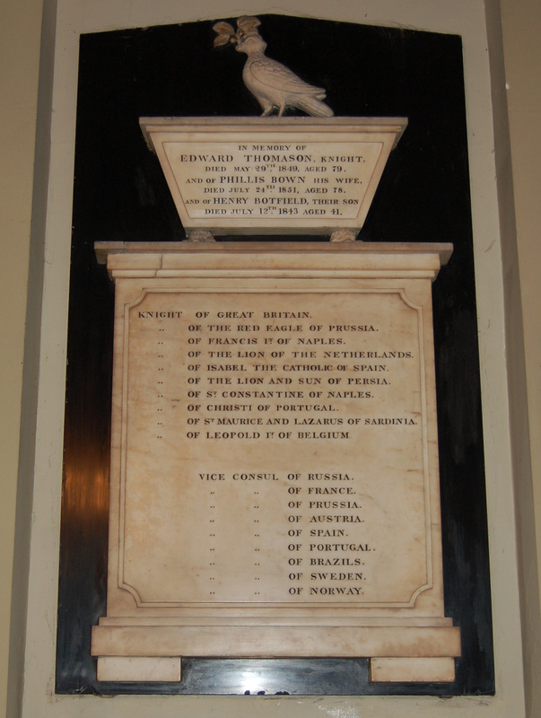Memorial to Sir Edward Thomason, Saint Philip's Cathedral, Birmingham