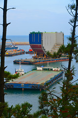 Ship sections arriving at DSME